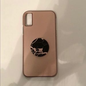 Rose gold Casemate iPhone X case with pop socket